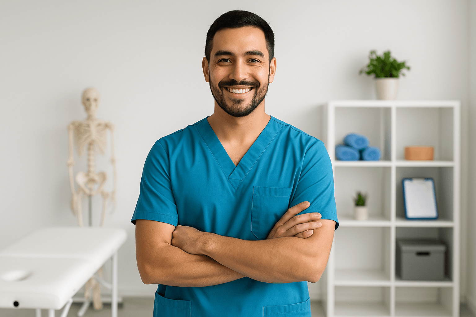 Kinesiólogo atendiendo a paciente